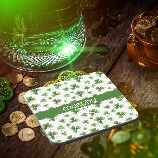 Kleeblatt St. Patrick's Day individuell einstellba Getränkeuntersetzer