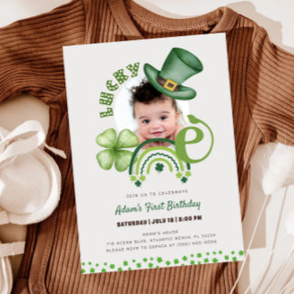 Kleeblatt St. Patrick's Day Lucky Eins Geburtstag Einladung