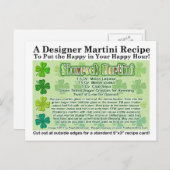 Kleeblatt St. Patrick's Day Martini Rezept Card Postkarte (Vorne/Hinten)