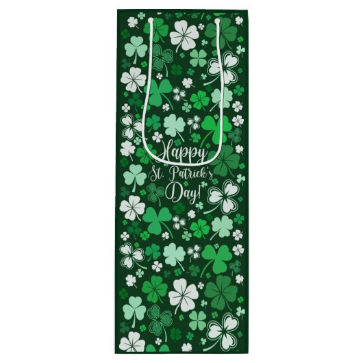 Kleeblatt St. Patrick's Day Medium Geschenktasche Geschenktüte Für Weinflaschen (Vorderseite)