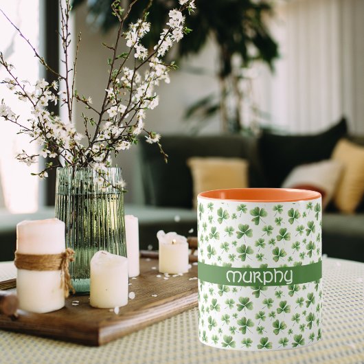 Kleeblatt St. Patrick's Day Nachname Tasse