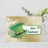 Kleeblatt St Patricks Day Party Einladung (Stehend Vorderseite)