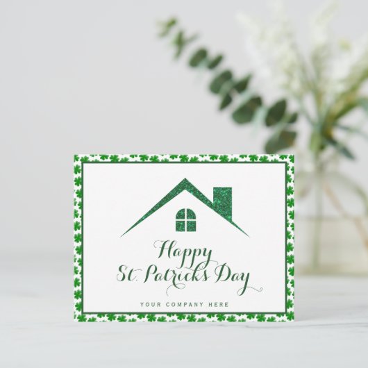 Kleeblatt St Patricks Day Real Anwesen Green House Postkarte (Stehend Vorderseite)