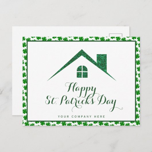 Kleeblatt St Patricks Day Real Anwesen Green House Postkarte (Vorne/Hinten)