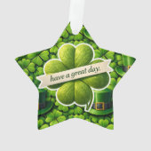Kleeblatt St. Patrick's Day viel Spaß Ornament (Rückseite)