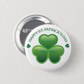 Kleeblatt St. Patricks Tages Button (Vorne & Hinten)