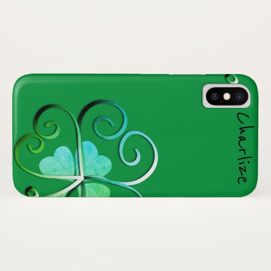 Kleeblatt St. Patrick's W/Name Case-Mate iPhone Hülle (Rückseite (Horizontal))