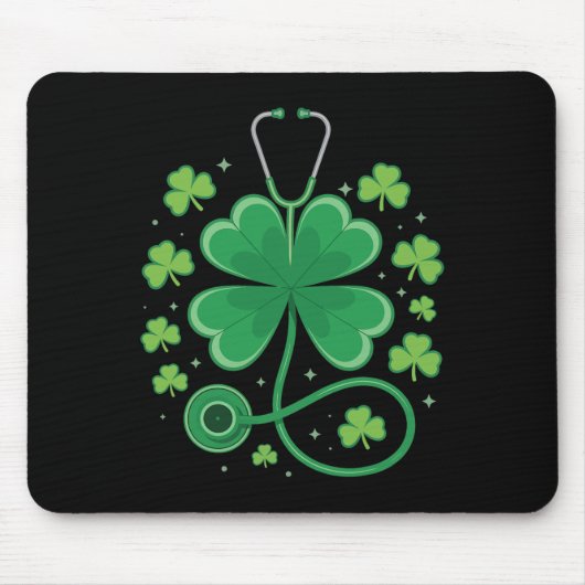 Kleeblatt-Stethoskop-St.-Patricks-Tag-Nurse-Gesche Mousepad (Vorne)