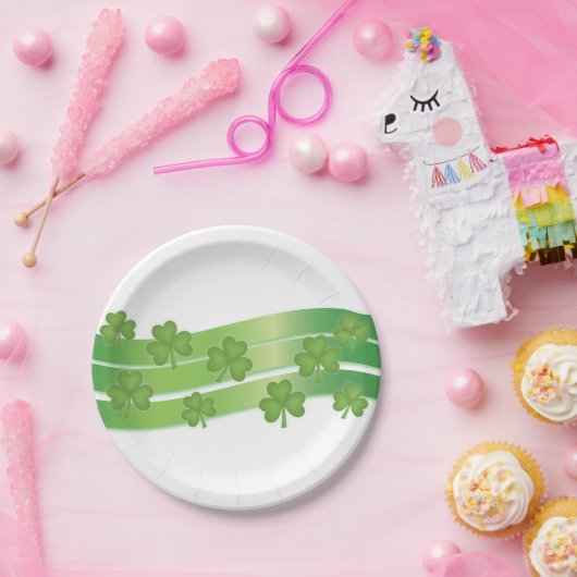 Kleeblatt Streifen Pappteller (Party)
