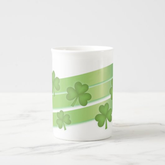 Kleeblatt Streifen Porzellantasse (Vorderseite)