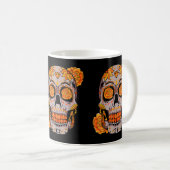 Kleeblatt "Sugar Skull" mit Leopard Turban St Kaffeetasse (VorderseiteRechts)