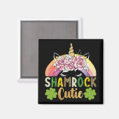 Kleeblatt Süsse Unicorn Rainbow St Patricks Day Magnet (Vorderseite/Rückseite)