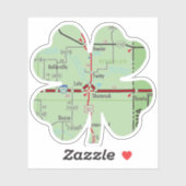 Kleeblatt Texas Clover Map Aufkleber (Blatt)