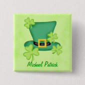 Kleeblatt Top Hat St. Patrick's Name Abzeichen But Button (Vorderseite)