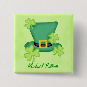 Kleeblatt Top Hat St. Patrick's Name Abzeichen But Button