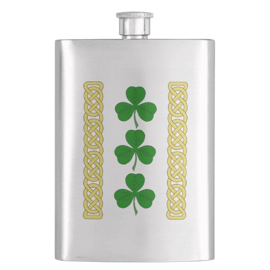 Kleeblatt Trio und Knüpfarbeit Bands Flachmann (Vorderseite)