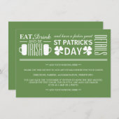 Kleeblatt und Bier Irish St Patrick's Day Detail Einladung (Vorne/Hinten)