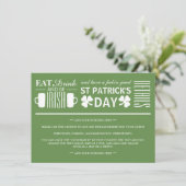 Kleeblatt und Bier Irish St Patrick's Day Detail Einladung (Stehend Vorderseite)