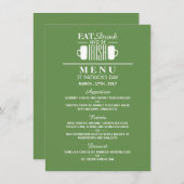 Kleeblatt und Bier Irish St Patrick's Day Menu Einladung (Vorne/Hinten)