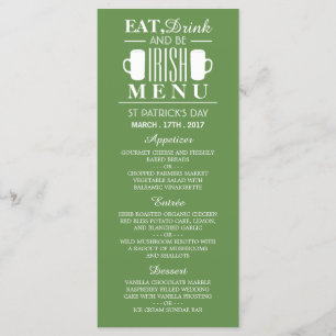 Kleeblatt und Bier Irish St Patrick's Day Menu Menükarte