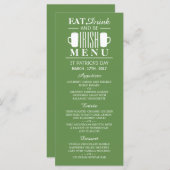 Kleeblatt und Bier Irish St Patrick's Day Menu Menükarte (Vorne/Hinten)