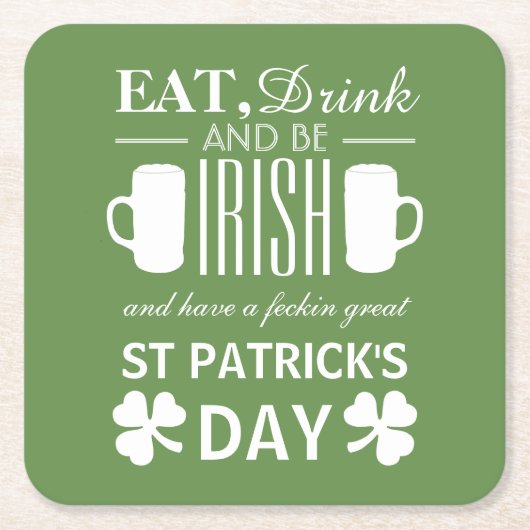 Kleeblatt und Bier Irish St Patrick's Day Rechteckiger Pappuntersetzer (Vorderseite)