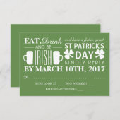 Kleeblatt und Bier Irish St Patrick's Day UAWG RSVP Karte (Vorne/Hinten)