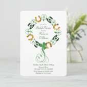 Kleeblatt und Gold-Hufeisen-Brautparty Einladung (Stehend Vorderseite)