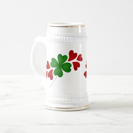 Kleeblatt und Herz Bierglas (Vorderseite Links)
