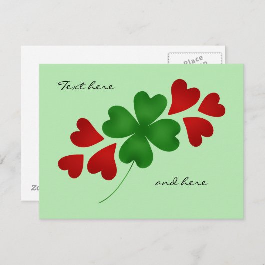 Kleeblatt und Herz blass grün Postkarte (Vorne/Hinten)