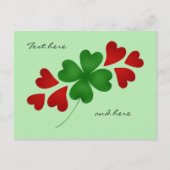 Kleeblatt und Herz blass grün Postkarte (Vorderseite)