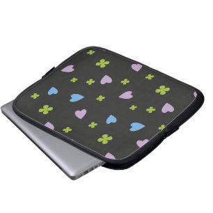 Kleeblatt- und Herz-Muster Laptopschutzhülle