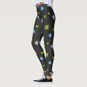 Kleeblatt- und Herzmuster Leggings