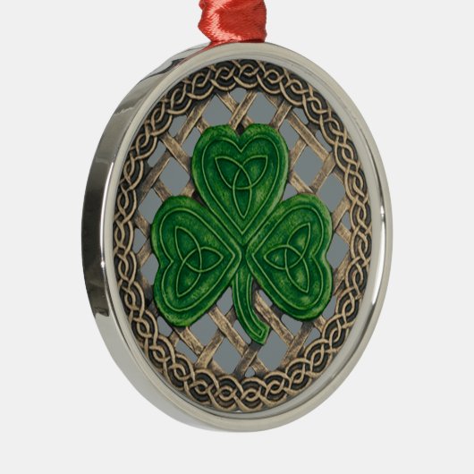 Kleeblatt und keltische Knochen Ornament Grau (Rechts)