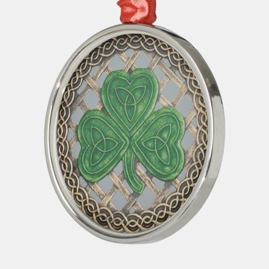 Kleeblatt und keltische Knochen Ornament Grau (Links)