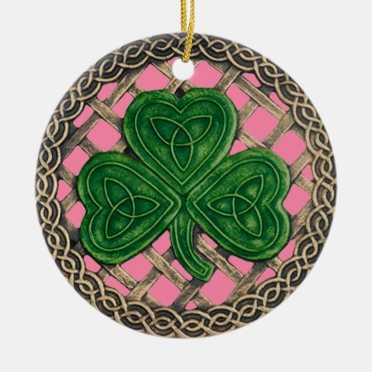 Kleeblatt und keltische Knochen Ornament Pink (Vorne)