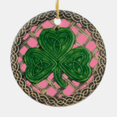 Kleeblatt und keltische Knochen Ornament Pink (Hinten)