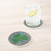 Kleeblatt und keltische Knochen Untersetzer blau (Seite)