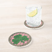 Kleeblatt und keltische Knochen Untersetzer rosa (Seite)