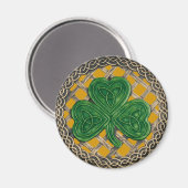 Kleeblatt und keltische Knospen Magnet Gold (Vorderseite/Rückseite)
