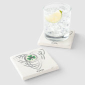 Kleeblatt und keltischer Knoten Steinuntersetzer (Seitenansicht)