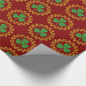 Kleeblatt und Knüpfarbeit in Rot Geschenkpapier (Ecke)