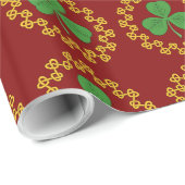 Kleeblatt und Knüpfarbeit in Rot Geschenkpapier (Rolleneckpunkt)