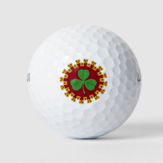 Kleeblatt und Knüpfarbeit in Rot Golfball (Vorderseite)