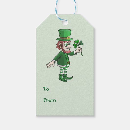 Kleeblatt und Leprechaun Geschenkanhänger (Vorderseite)