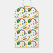 Kleeblatt- und Leprecherhut mit Regenbogenmuster Geschenkanhänger (Rückseite)