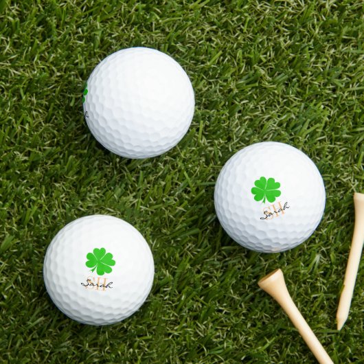 Kleeblatt und Lucky Kleeblatt mit Monogramm / iris Golfball (Insitu Gras)