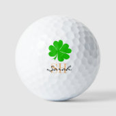 Kleeblatt und Lucky Kleeblatt mit Monogramm / iris Golfball (Vorderseite)