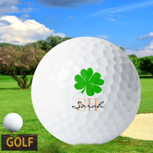Kleeblatt und Lucky Kleeblatt mit Monogramm / iris Golfball