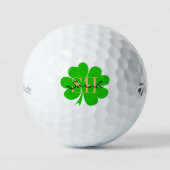Kleeblatt und Lucky Kleeblatt mit Monogramm / iris Golfball (Vorderseite)